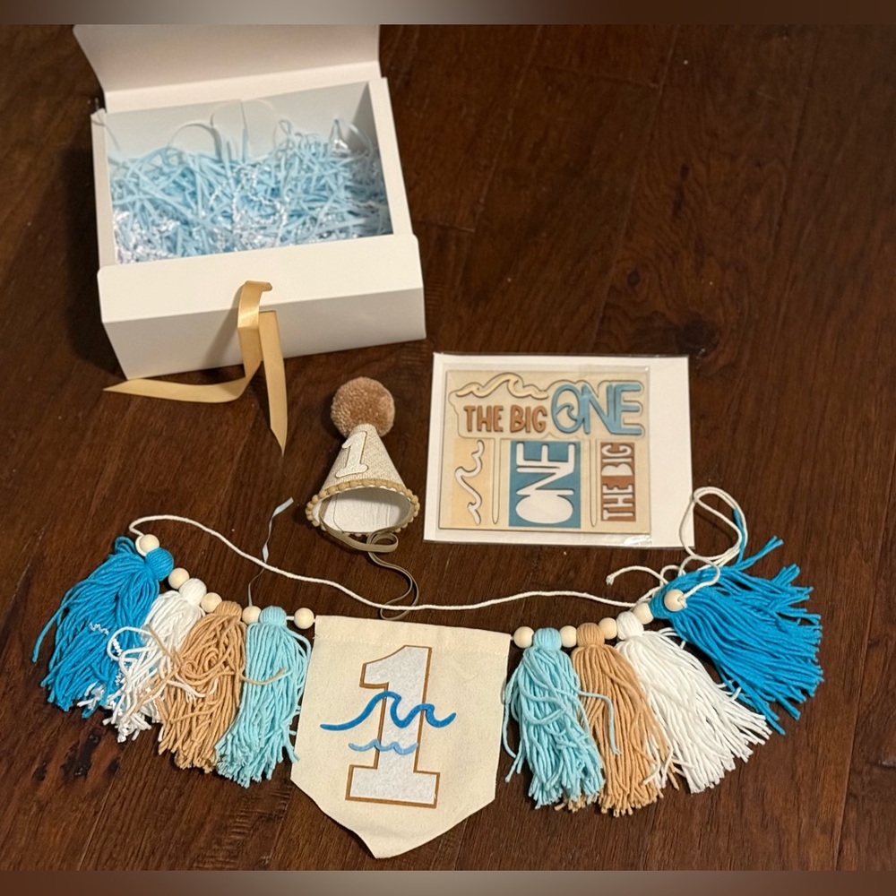 Ocean Themed Baby’s First Birthday Highchair Decor Set